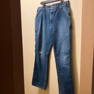 Carhartt Jeans Relaxed Fit Men's 36X32 Blue Denim Straight Leg Cargo Pants
